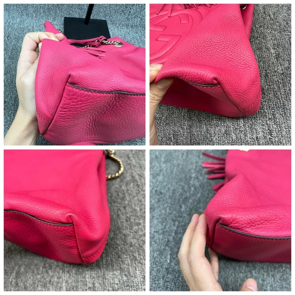 100% Authentic GUCCI Soho Chain Pink Leather Shoulder Bag - Picture 10 of 14